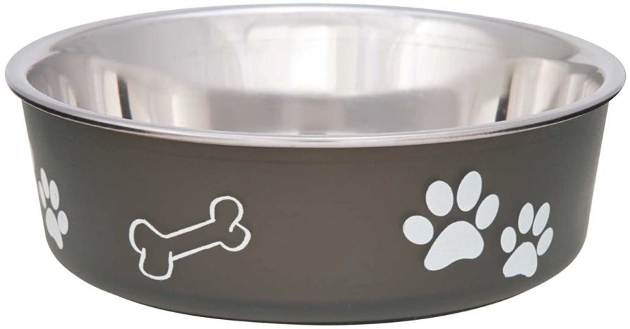 Loving Pets Stainless Steel & Espresso Dish with Rubber Base image 0