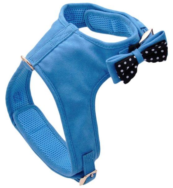 Coastal Pet Accent Microfiber Dog Harness Boho Blue with Polka Dot Bow image 0