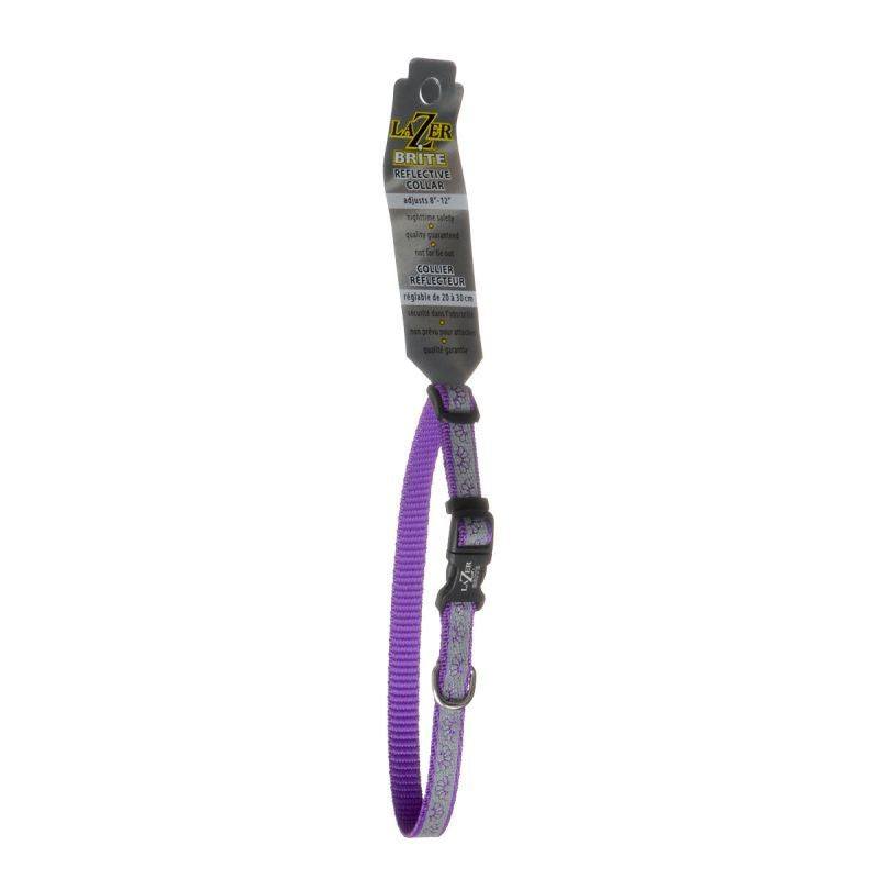 Lazer Brite Reflective Open-Design Adjustable Dog Collar - Purple Daisy image 0