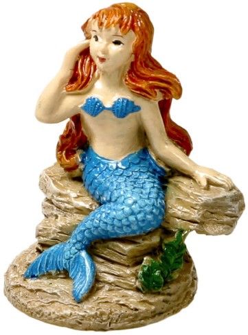 Blue Ribbon Exotic Environments Poised Mermaid Aquarium Ornament image 0