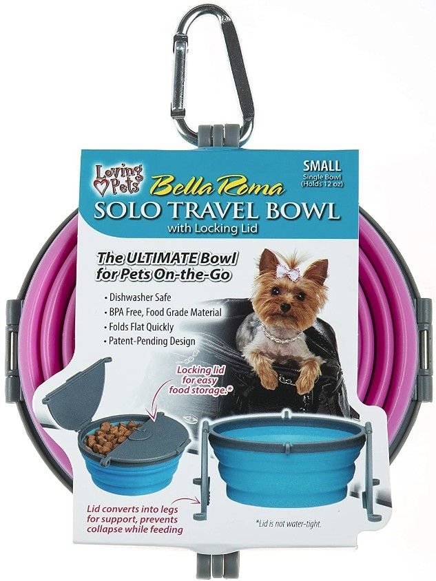 Loving Pets Bella Roma Pink Travel Bowl image 0