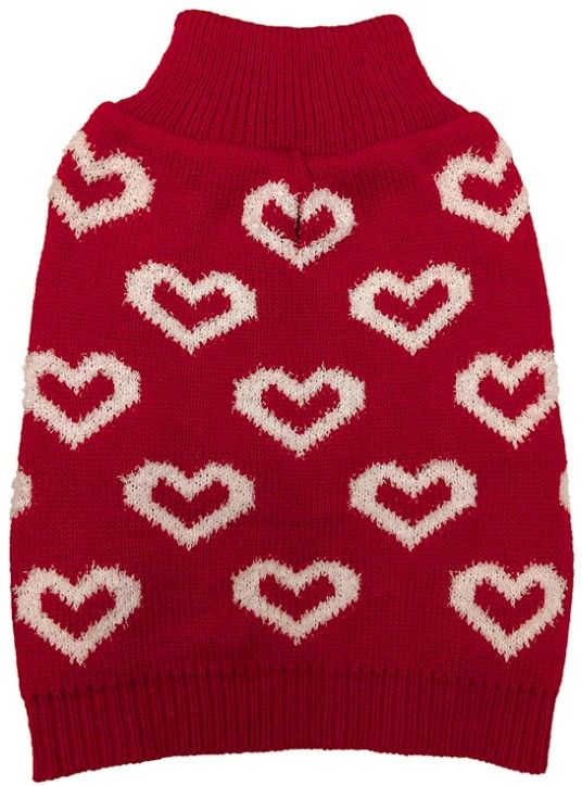 Fashion Pet All Over Hearts Dog Sweater Red image 0