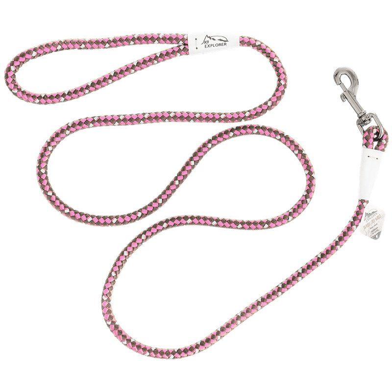 K9 Explorer Reflective Braided Rope Snap Leash - Rosebud image 0