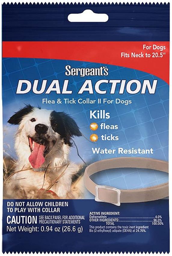 Sergeants Dual Action Flea and Tick Collar II for Dogs Neck Size 20.5 Inch image 0