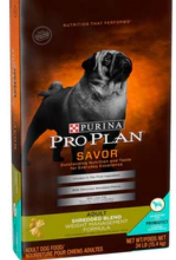 Purina Pro Plan Savor Adult Shredded Blend Weight Management Dog Food 34lb Bag image 0