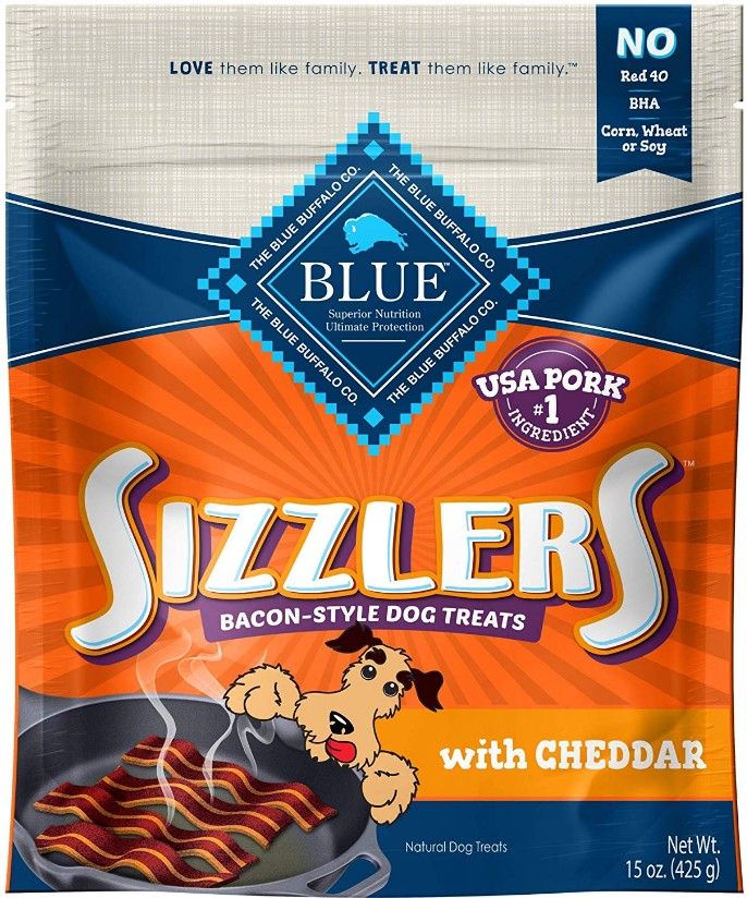 Blue Buffalo Sizzlers Natural Bacon-Style Soft-Moist Dog Treats with Cheddar image 0