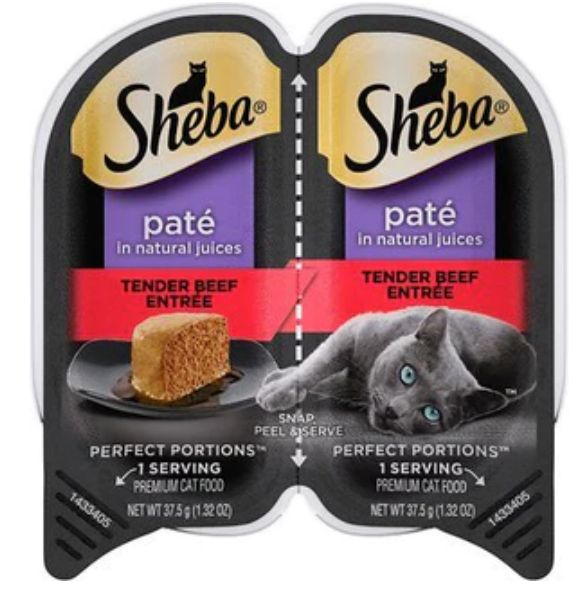 Sheba Premium Pate Twin Pack Beef Entrée Wet Cat Food - 2.65 oz - Case of 24 image 0