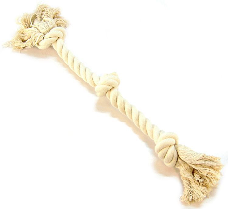 Flossy Chews 3 Knot Tug Toy Rope for Dogs - White image 0