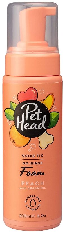 Pet Head Quick Fix No-Rinse Foam for Dogs Peach with Argan Oil image 0