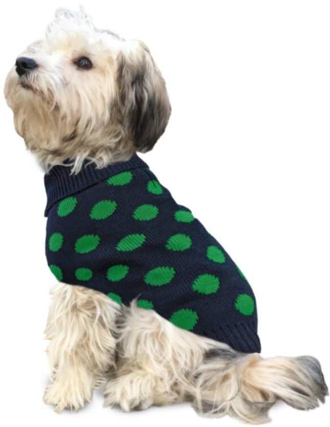 Fashion Pet Contrast Dot Dog Sweater Green image 0