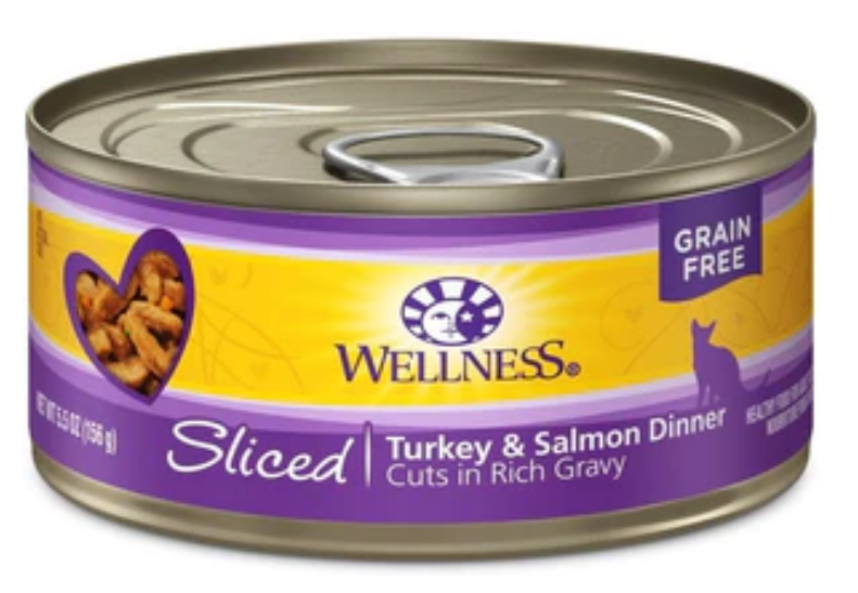 Wellness Grain Free Natural Sliced Turkey & Salmon Wet Cat Food-5.5oz-Case of 24 image 0