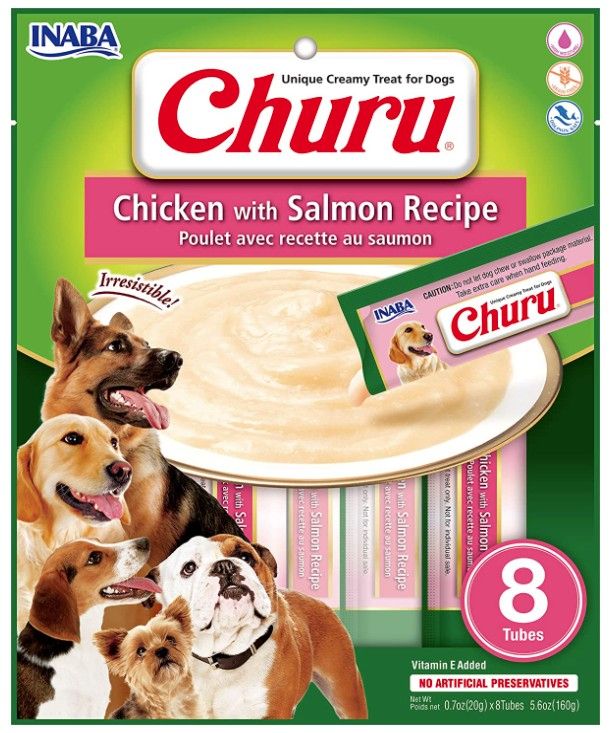 Inaba Churu Chicken with Salmon Recipe Creamy Dog Treat image 0