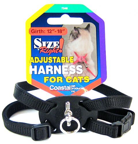 Coastal Pet Size Right Nylon Adjustable Cat Harness - Black image 0