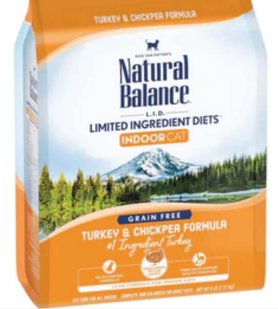 Natural Balance Limited Ingredient Diets Turkey & Chickpea Indoor Cat Food 10lb image 0