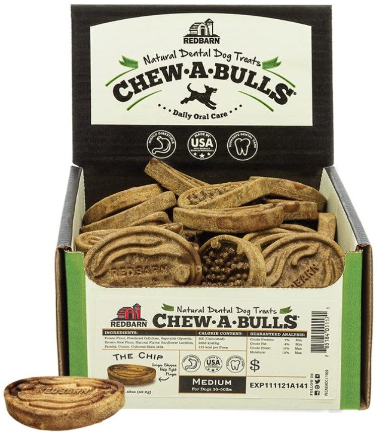 Redbarn Pet Products Chew-A-Bulls Chip Dental Dog Treats Medium image 0