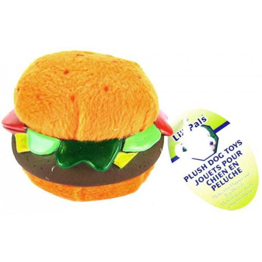 Li'l Pals Plush Hamburger Dog Toy image 0