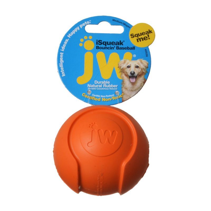 JW Pet iSqueak Bouncing Baseball Rubber Dog Toy image 0