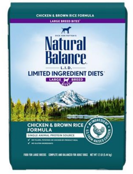 Natural Balance LID Chicken & Rice Formula Large Breed Bites Dog Food 12lb Bag image 0