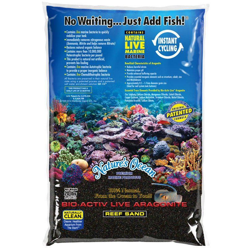 Nature's Ocean Black Beach Bio-Activ Live Aragonite Reef Sand image 0