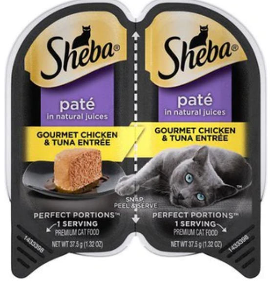 Sheba Premium Pate Twin Pack Chicken & Tuna Entrée Wet Cat Food - 2.65oz-24 Pack image 0
