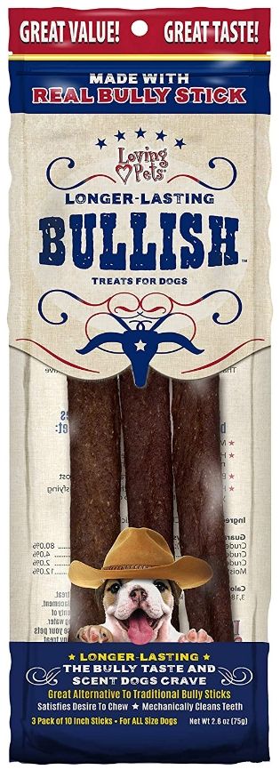 Loving Pets Long Lasting Bullish Sticks for Dogs 10 Inch Long image 0