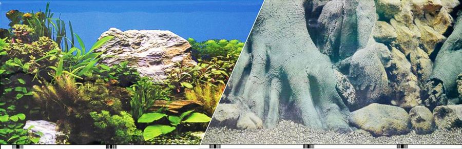 Blue Ribbon Freshwater Rock & Tree Trunks Double Sided Aquarium Background image 0