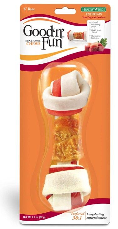 Healthy Hide Good'n' Fun Triple-Flavor Chews Medium Beef, Pork and Chicken image 0