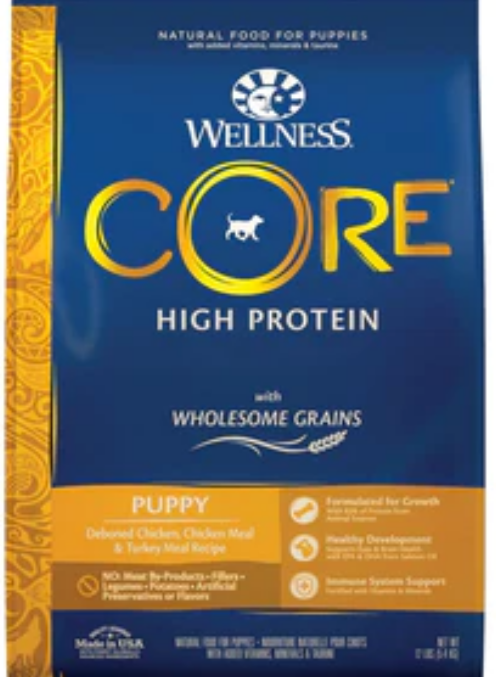 Wellness CORE High Protein Wholesome Grains Puppy Recipe Dry Dog Food 12lb Bag image 0
