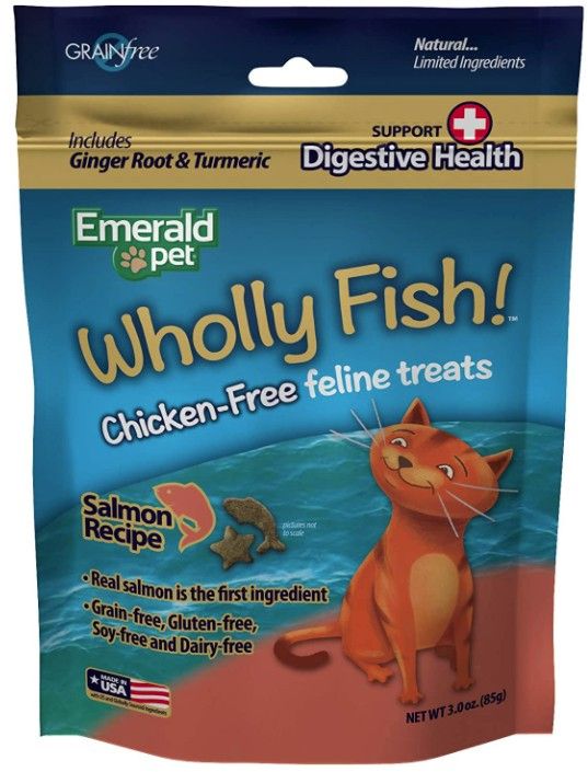 Emerald Pet Wholly Fish! Digestive Health Cat Treats Salmon Recipe image 0