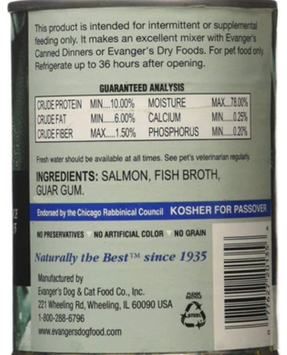 Evanger's Grain-Free Wild Salmon Canned Cat and Dog Food - 12.8 Oz - Case of 12 image 1