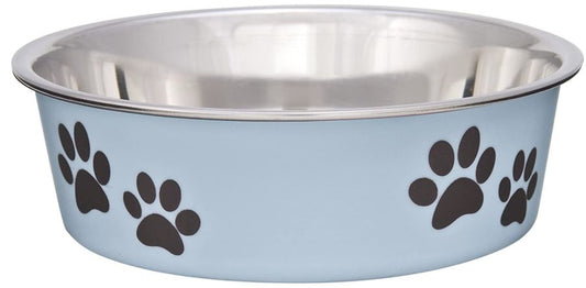 Loving Pets Stainless Steel & Light Blue Dish with Rubber Base image 0