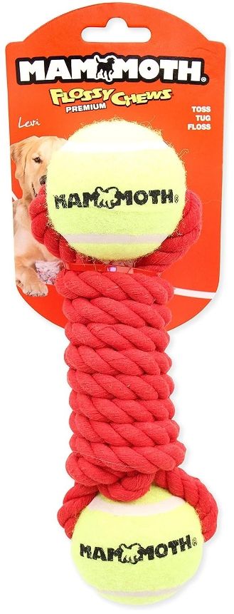Mammoth Flossy Chews Braided Bone with 2 Tennis Balls for Dogs image 0