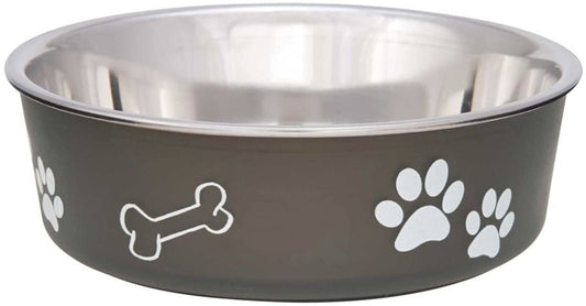 Loving Pets Stainless Steel & Espresso Dish with Rubber Base image 0