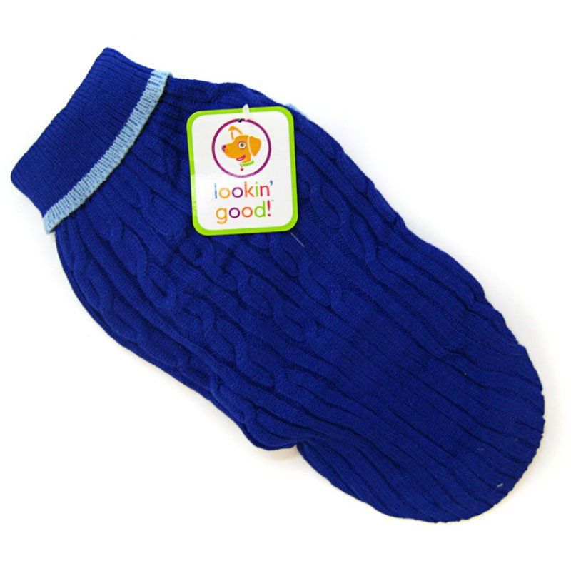 Fashion Pet Cable Knit Dog Sweater - Blue image 0