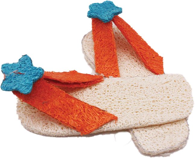 AE Cage Company Nibbles Flip Flops Loofah Chew Toy image 0