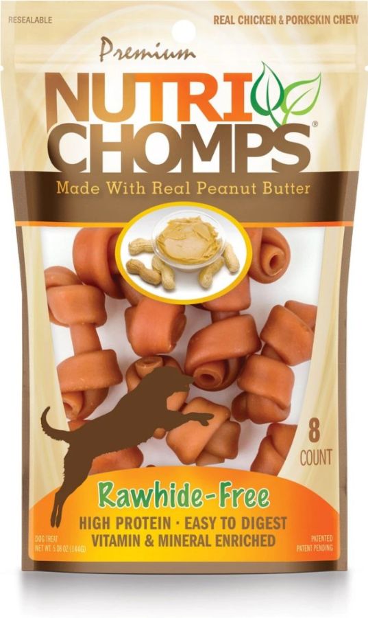 Nutri Chomps Chicken & Porkskin Mini Dog Chews w/Peanut Butter image 0