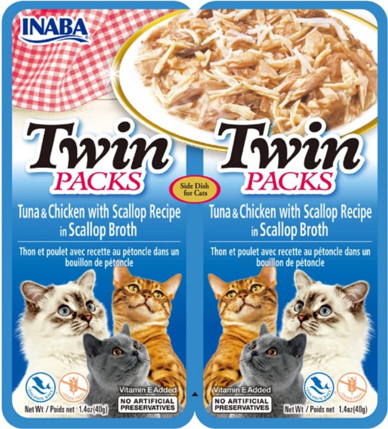 Inaba Twin Packs Tuna & Chicken w/Scallop Recipe in Scallop Broth for Cats image 0