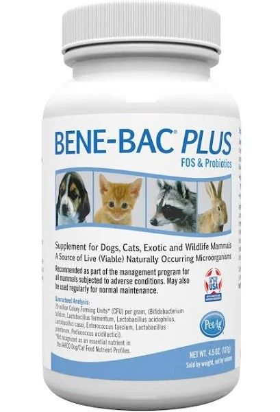 PetAg Bene-Bac Plus Powder Fos Prebiotic & Probiotic for Dogs, Cats, & Exotics image 0