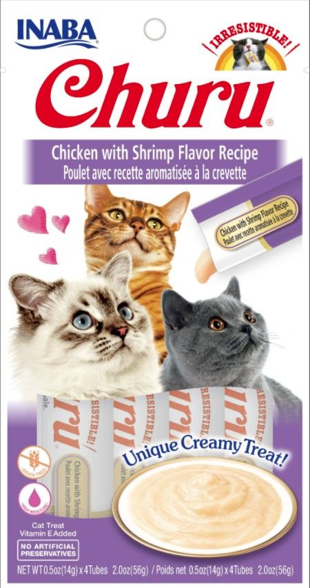 Inaba Churu Chicken with Shrimp Flavor Recipe Creamy Cat Treat image 0