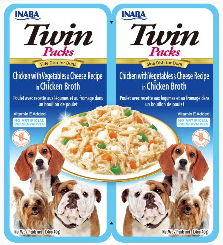 Inaba Twin Packs Chicken w/Vegetables & Cheese Recipe in Chicken Broth for Dogs image 0