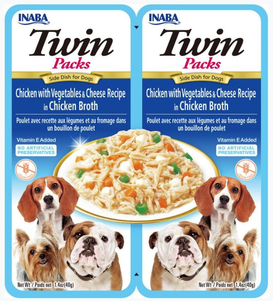 Inaba Twin Packs Chicken w/Vegetables & Cheese Recipe in Chicken Broth for Dogs image 0