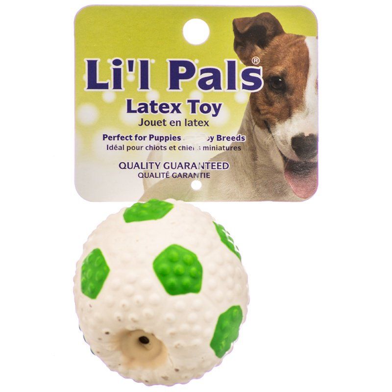 Lil Pals Latex Mini Soccer Ball for Dogs - Green & White image 0
