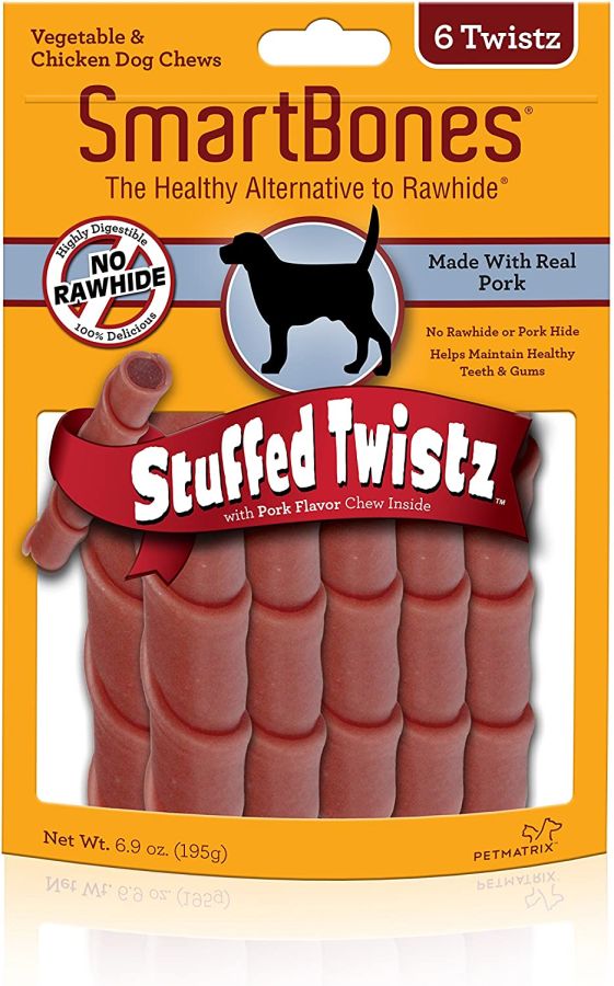 SmartBones Stuffed Twistz Vegetable and Pork Rawhide Free Dog Chew image 0
