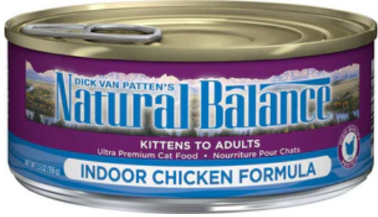 Natural Balance Indoor Chicken Formula Canned Cat Food 5.5oz Case of 24 image 0