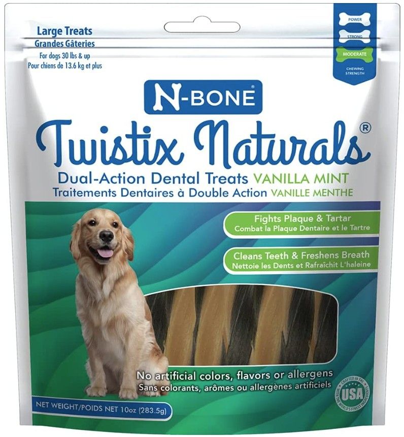 N-Bone Twistix Naturals Vanilla Mint Dental Treats Large image 0