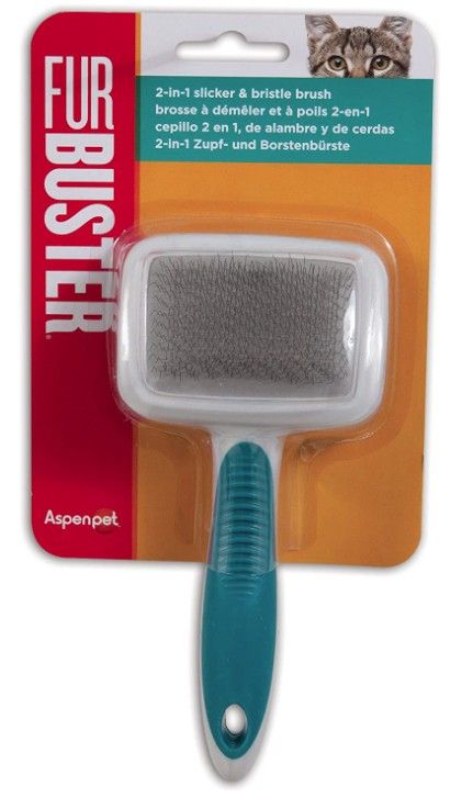JW Pet Furbuster 2-In-1 Slicker and Bristle Brush for Cats image 0