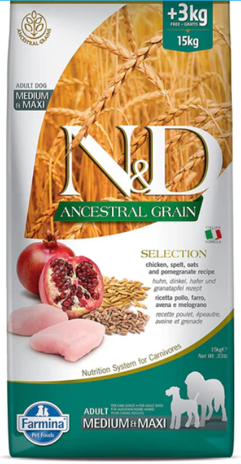 Farmina Ancestral Grain Chicken & Pomegranate Adult Medium & Maxi Dog Food 33lbs image 0