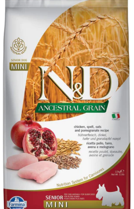 Farmina Ancestral Grain Chicken & Pomegranate Senior Mini Dry Dog Food - 5.5 lb image 0