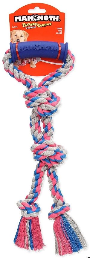 Mammoth Flossy Chews Dog Toy with Rubber Handle image 0