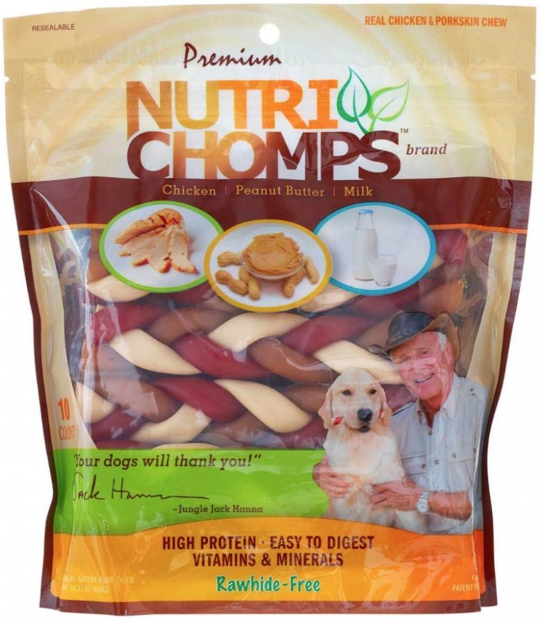 Nutri Chomps Premium Mixed Flavor Braids Dog Chews 6 Inch image 0